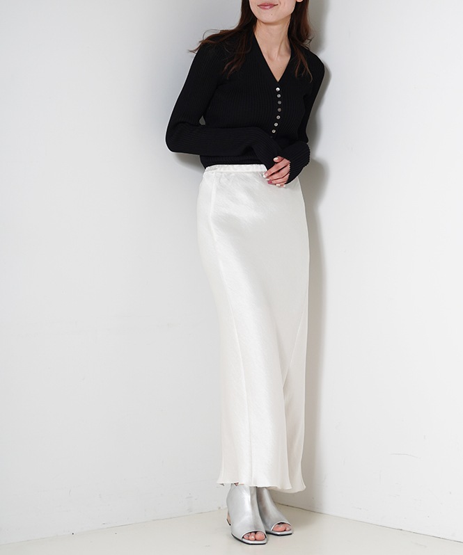 Sheer RIB V neck TOPS