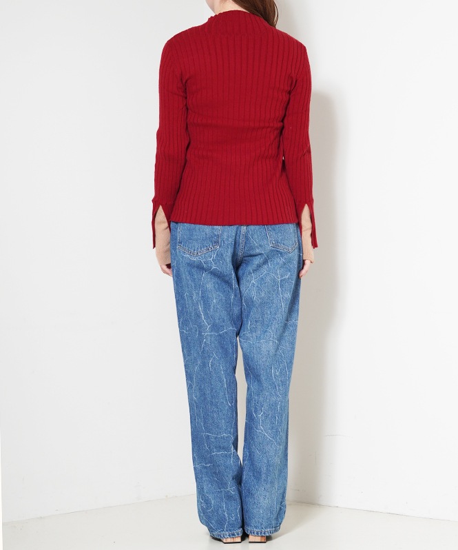 配色リブニット