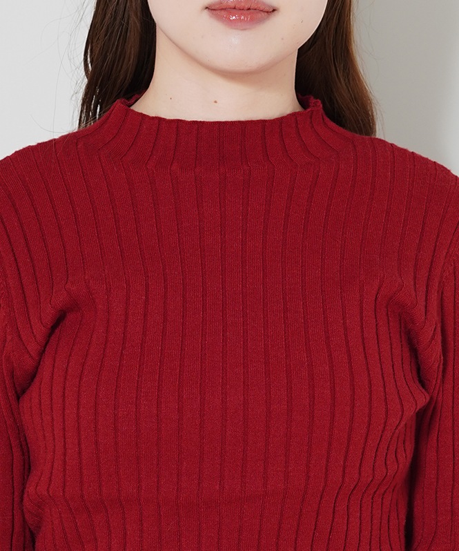 配色リブニット