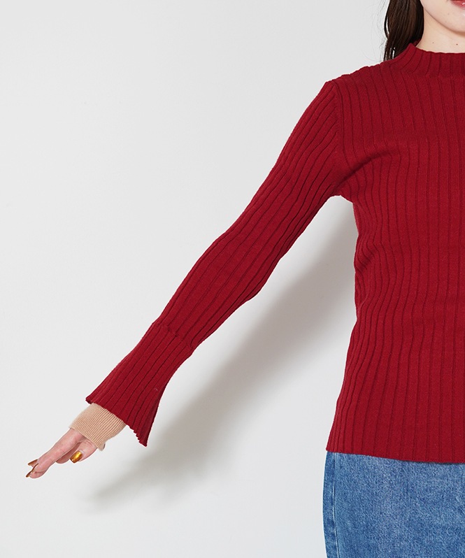 配色リブニット