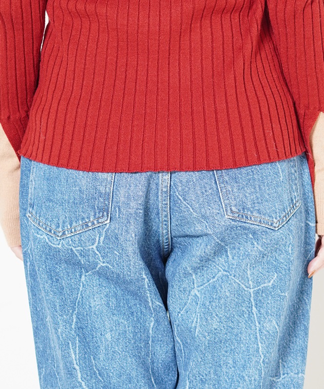 配色リブニット