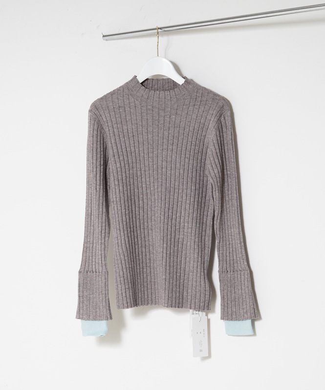 配色リブニット