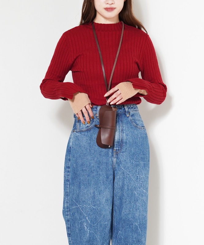 配色リブニット