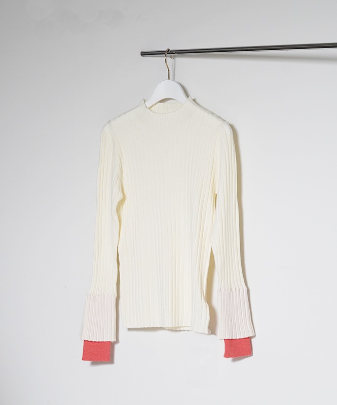 配色リブニット