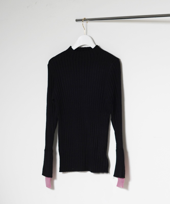 配色リブニット