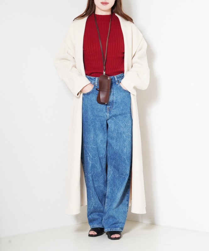 配色リブニット