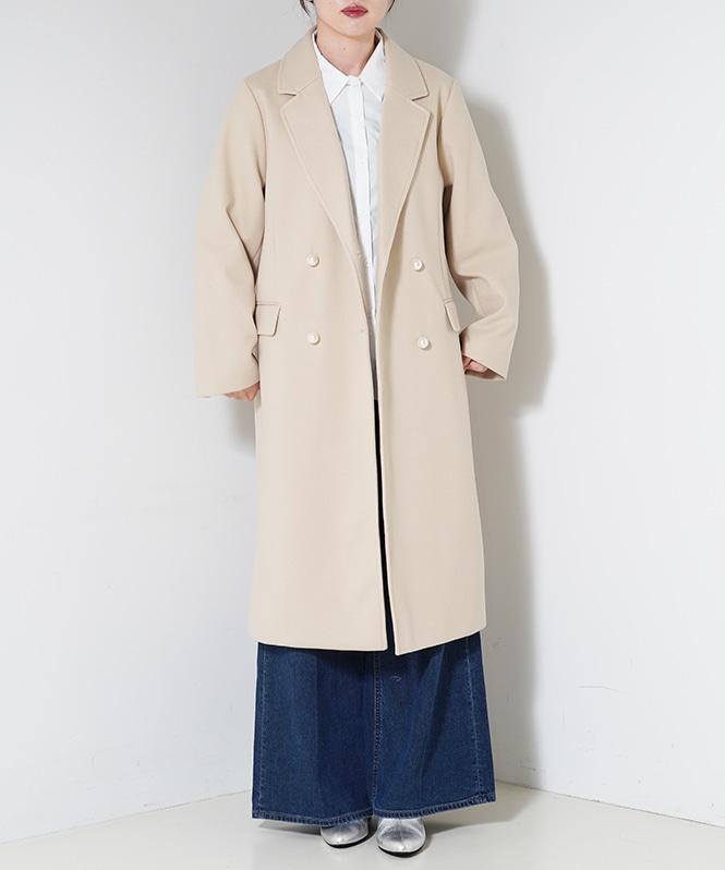 AMLILE♡ パールボタンチェスターコート BEIGE パール釦チェスターコート | OUTER,コート | ROOM903 online
