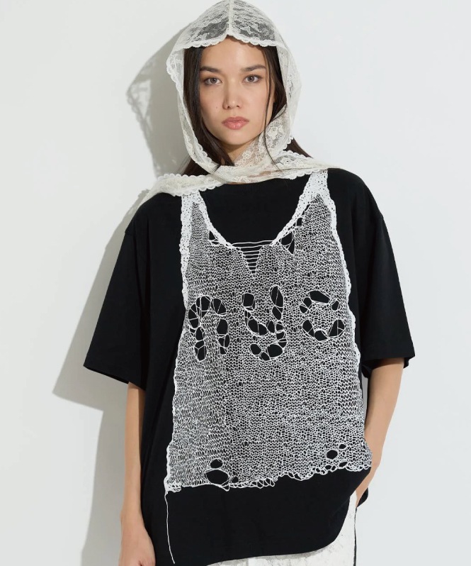 トロンプルイユプリントビッグTシャツ