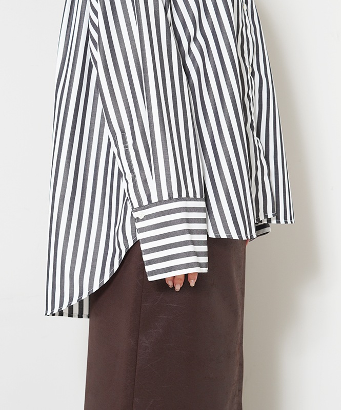 2WAYストライププリントシャツ