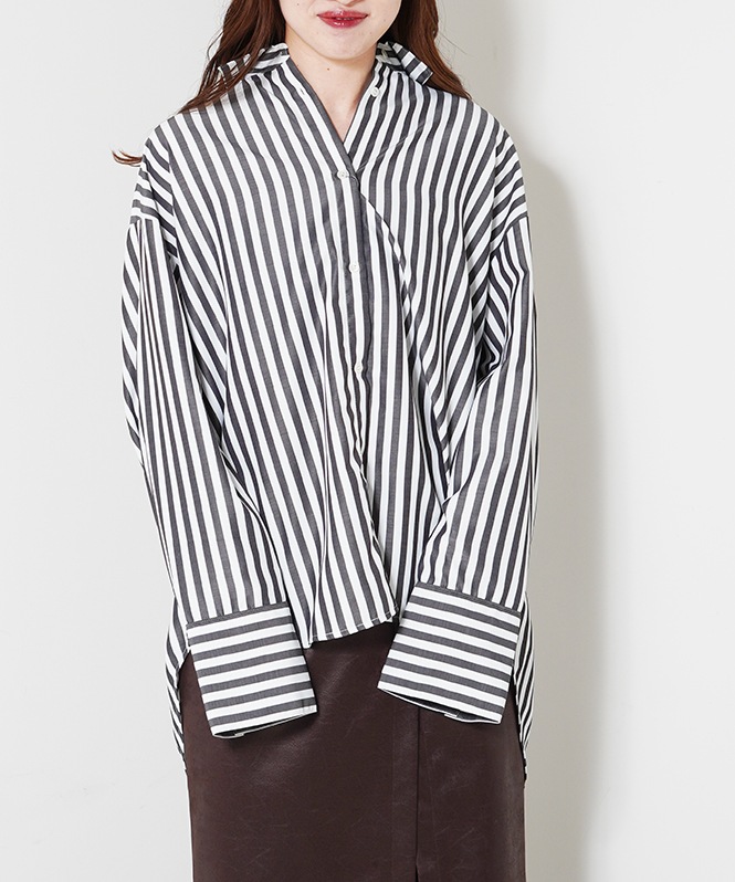2WAYストライププリントシャツ