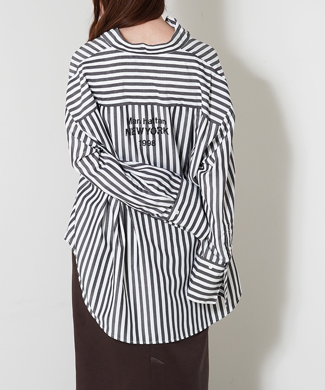 2WAYストライププリントシャツ