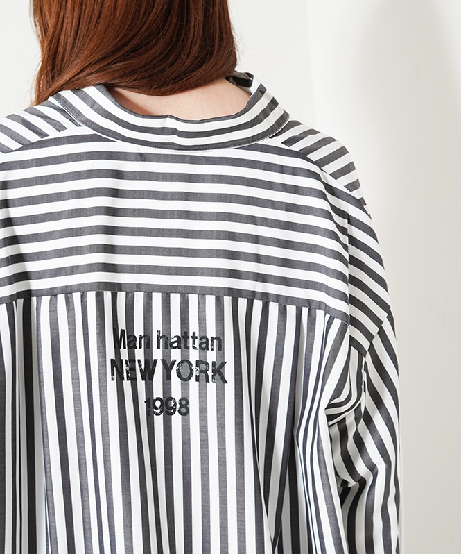 2WAYストライププリントシャツ