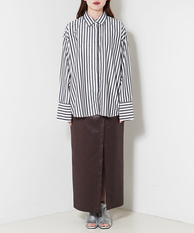 2WAYストライププリントシャツ