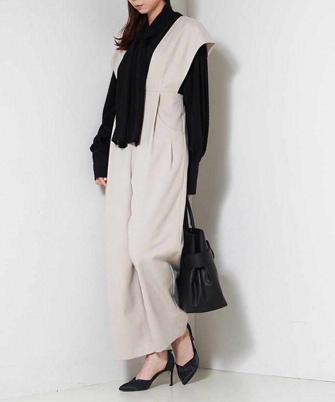 シアーテクスチャーボウタイ風ブラウス