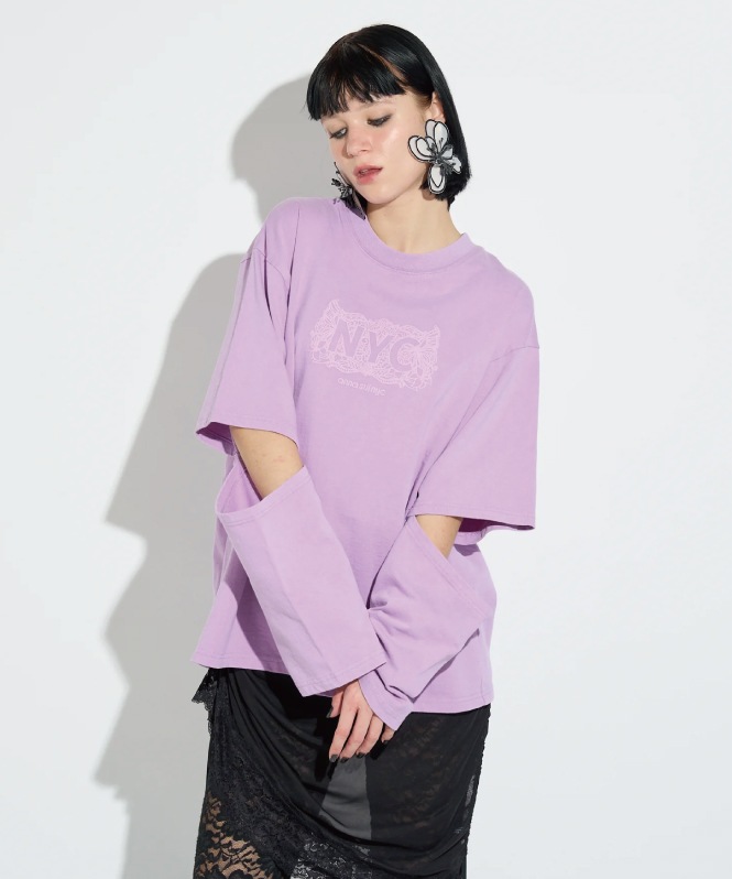 スリーブスラッシュロングTシャツ