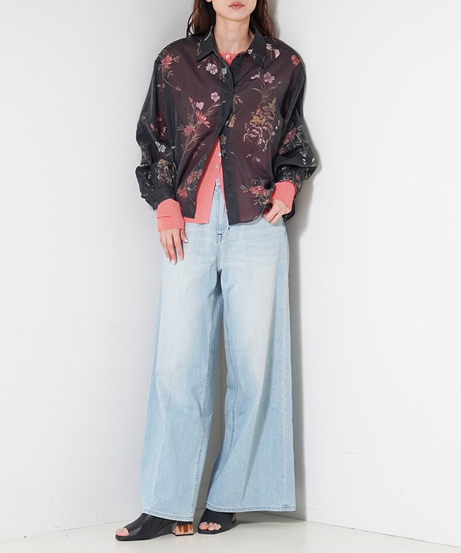 Sheer RIB Crew neck TOPS