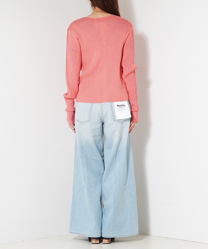 Sheer RIB Crew neck TOPS