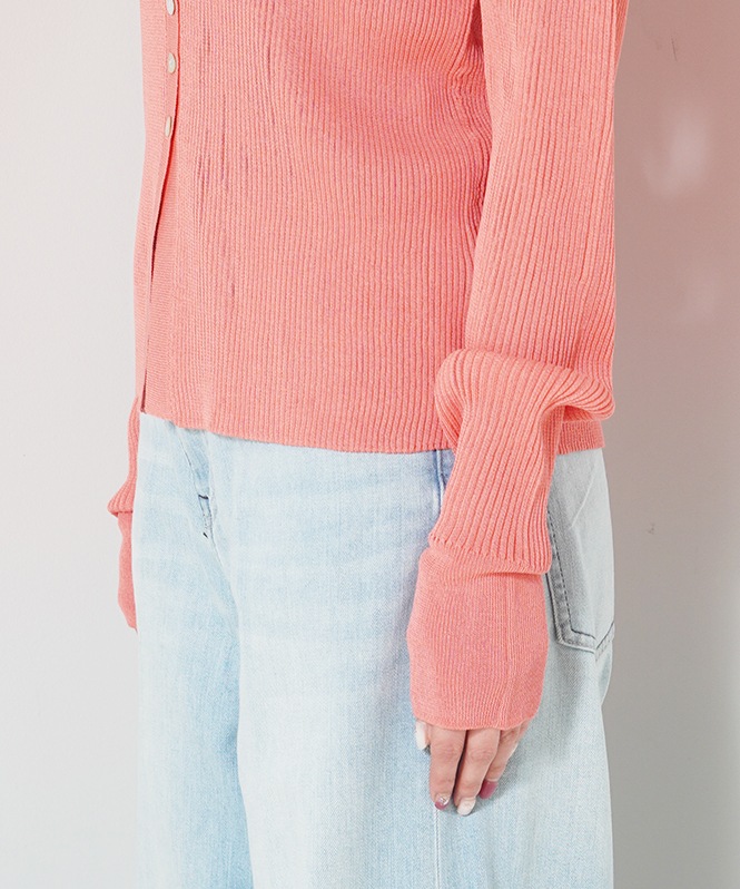 Sheer RIB Crew neck TOPS