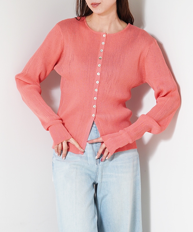 Sheer RIB Crew neck TOPS