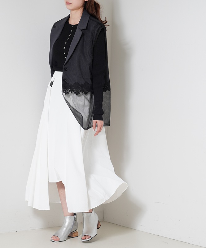 Sheer RIB Crew neck TOPS