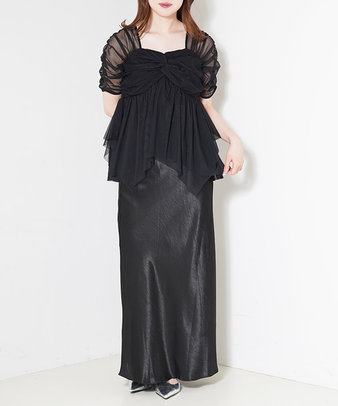 Satin Narrow Skirt Setup