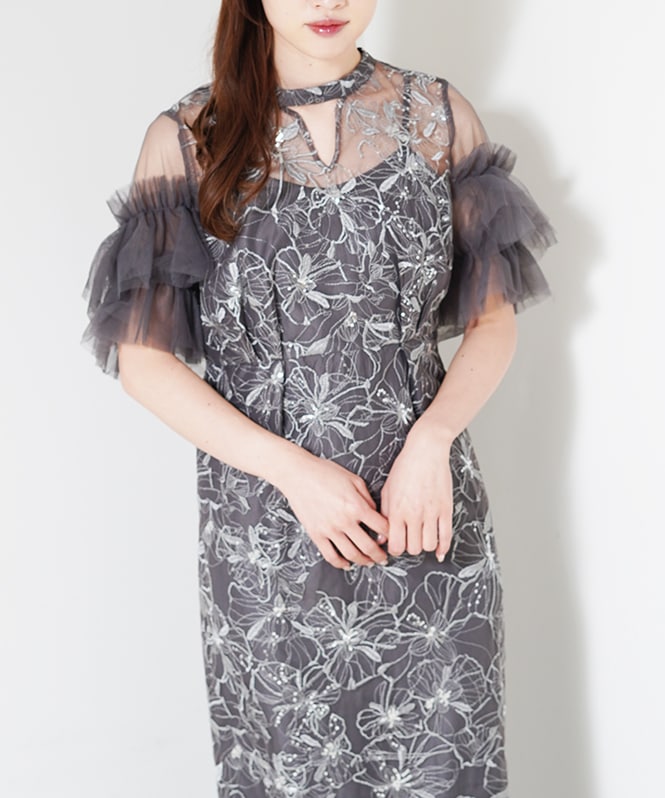 key neck embroidery dress | ALL ITEM | ROOM903 online