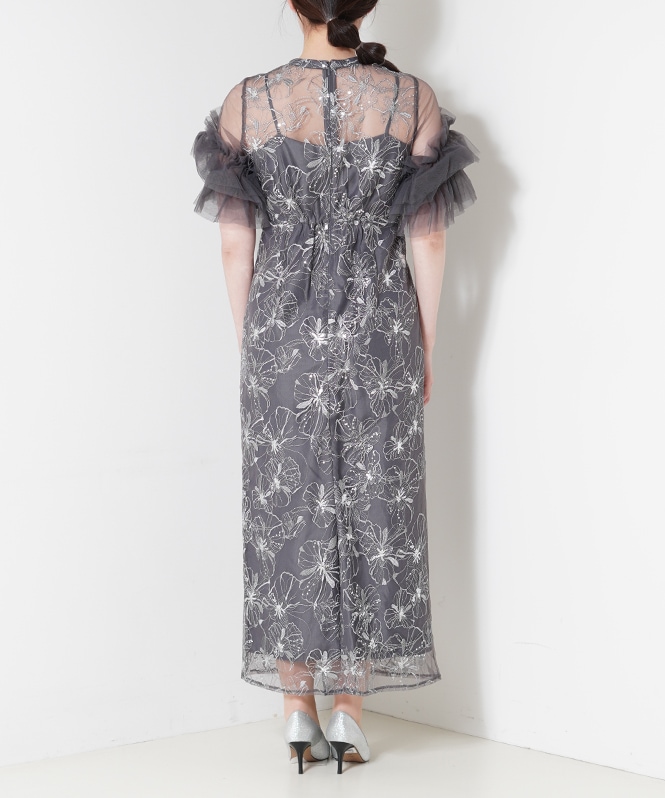 【新品】ANDRESD ANDRESD ドレス glossy multi ruffle dress グロッシーマルチ