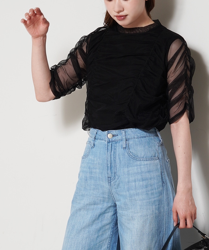 ギャザーチュールレイヤードTシャツ | TOPS,シャツ／ブラウス 