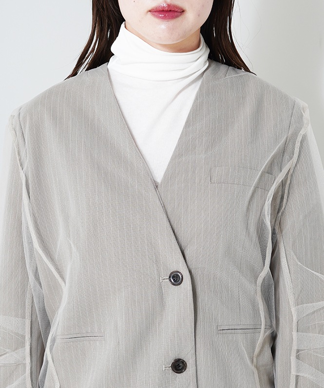 stripe layered tulle jacket | BRAND一覧,VALÉRIANE,ボレロ