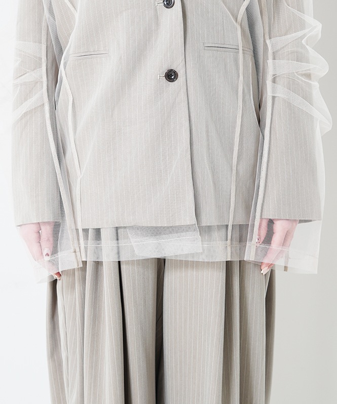 stripe layered tulle jacket | BRAND一覧,VALÉRIANE,ボレロ