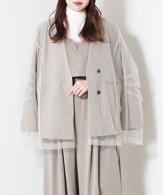 stripe layered tulle jacket | BRAND一覧,VALÉRIANE,ボレロ
