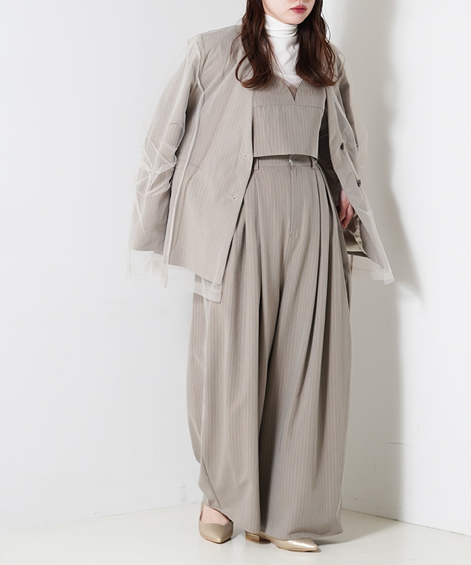 stripe layered tulle jacket | BRAND一覧,VALÉRIANE,ボレロ