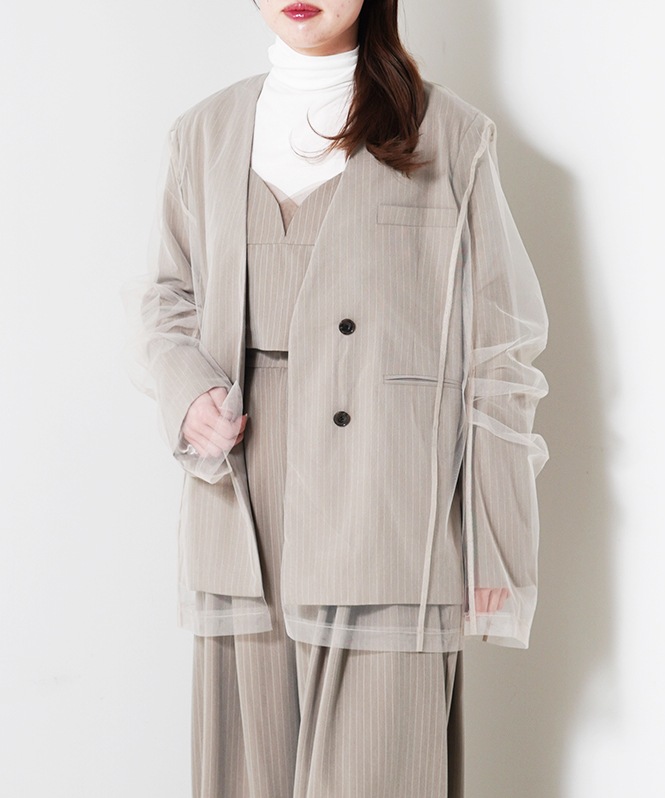 stripe layered tulle jacket | BRAND一覧,VALÉRIANE,ボレロ