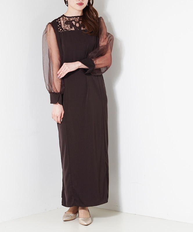 ドレス Jacquard lace pencil dress レディース ☆前後逆に着用し撮影してしまっていた為 LE'RURE Jacquard lace
