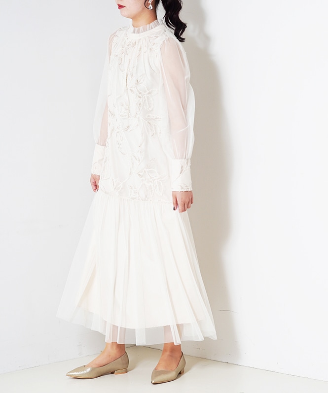 フェザーフラワーチュールワンピース■