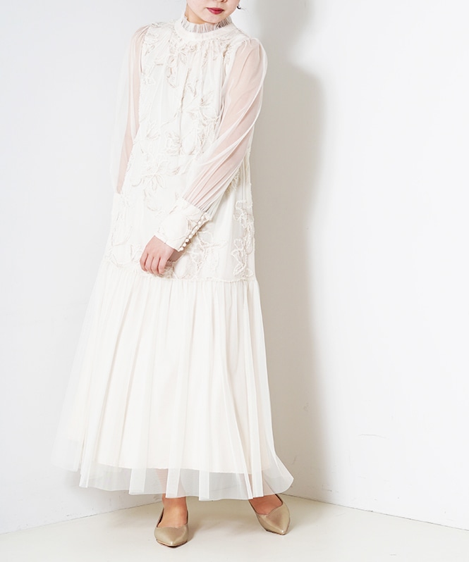 フェザーフラワーチュールワンピース■