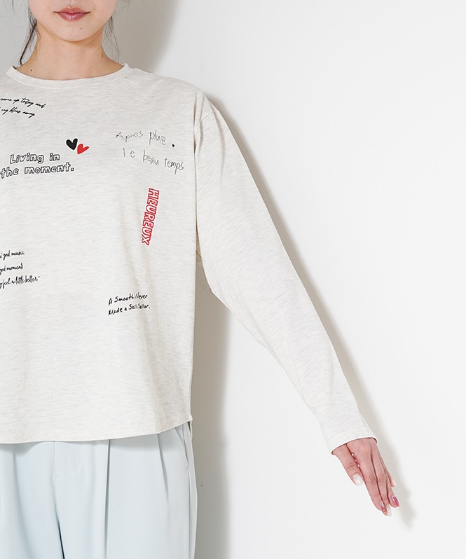 レタリングプリントロングTシャツ
