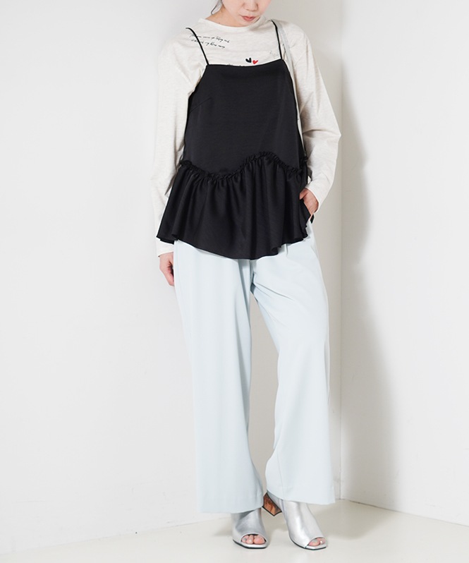 レタリングプリントロングTシャツ