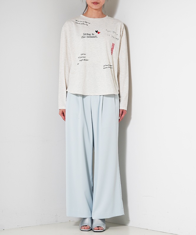 レタリングプリントロングTシャツ