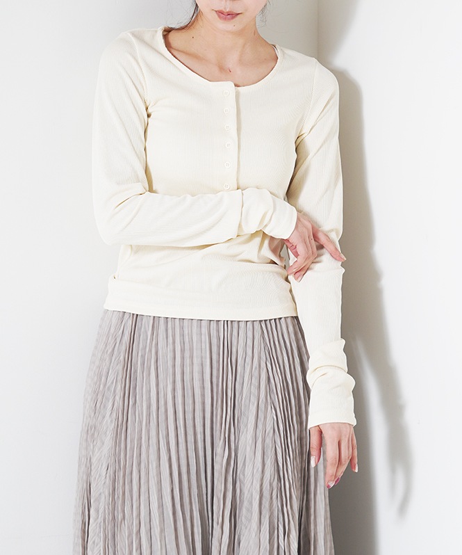 ヘンリーネックリブプルオーバー