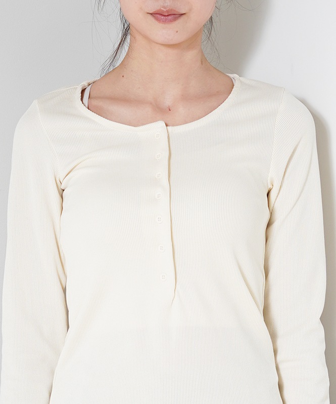 ヘンリーネックリブプルオーバー