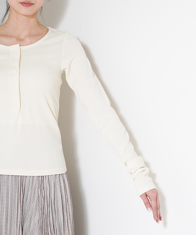 ヘンリーネックリブプルオーバー