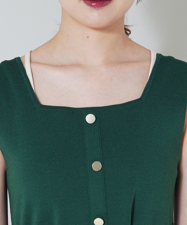 2way Sqare Neck Knit Vest