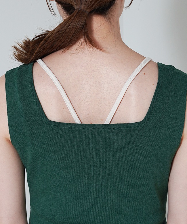 2way Sqare Neck Knit Vest