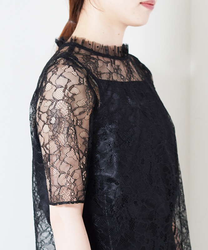 レーススタンドドットブラウス
