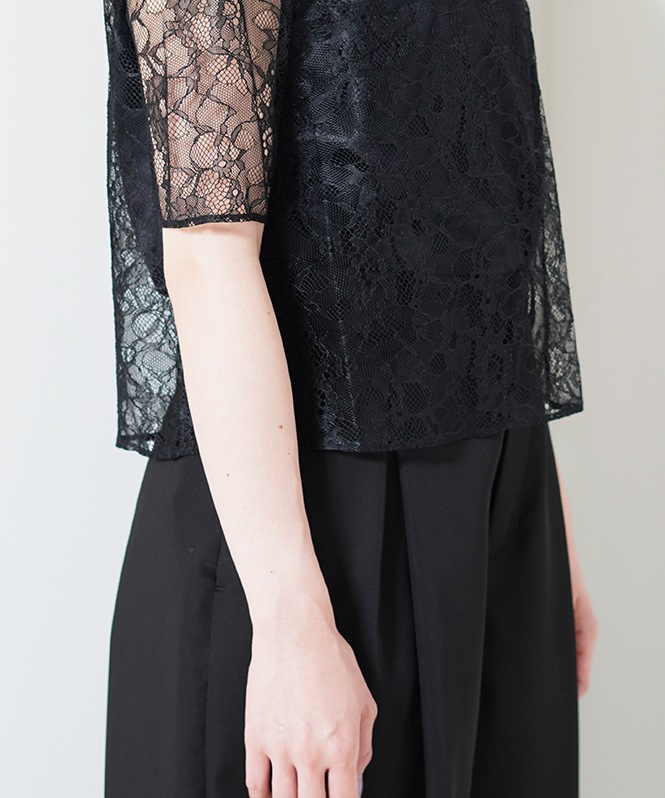 レーススタンドドットブラウス