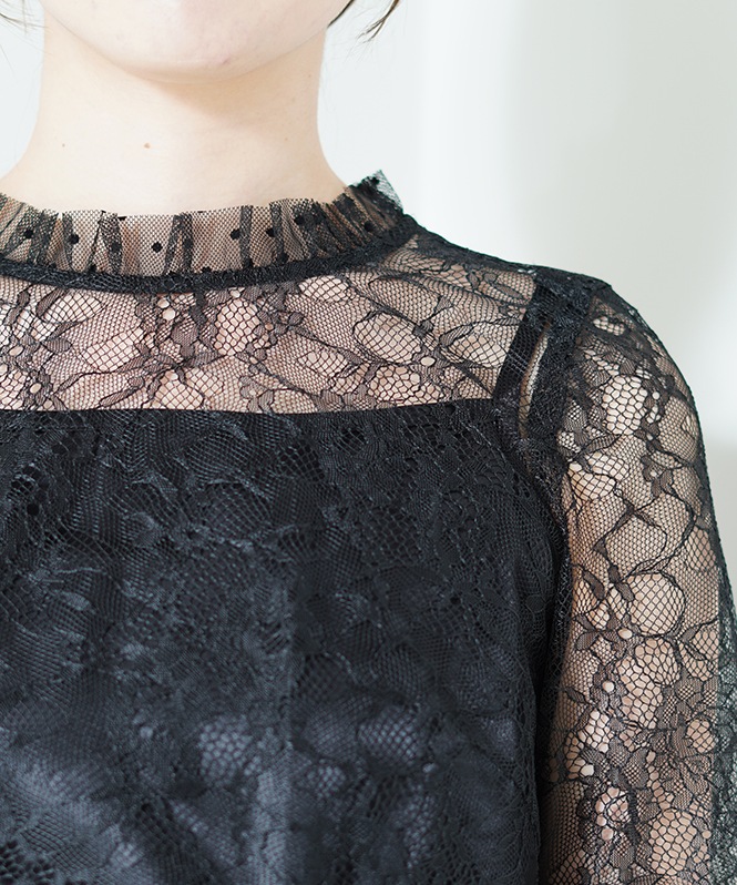 レーススタンドドットブラウス