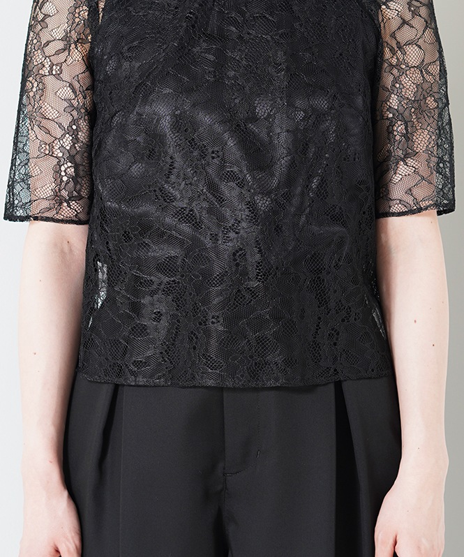 レーススタンドドットブラウス