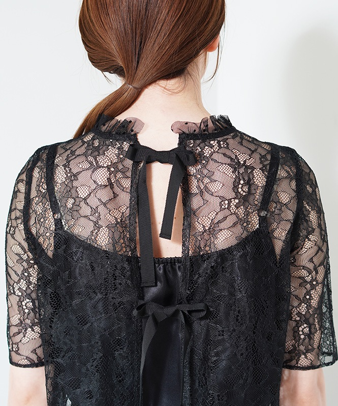 レーススタンドドットブラウス