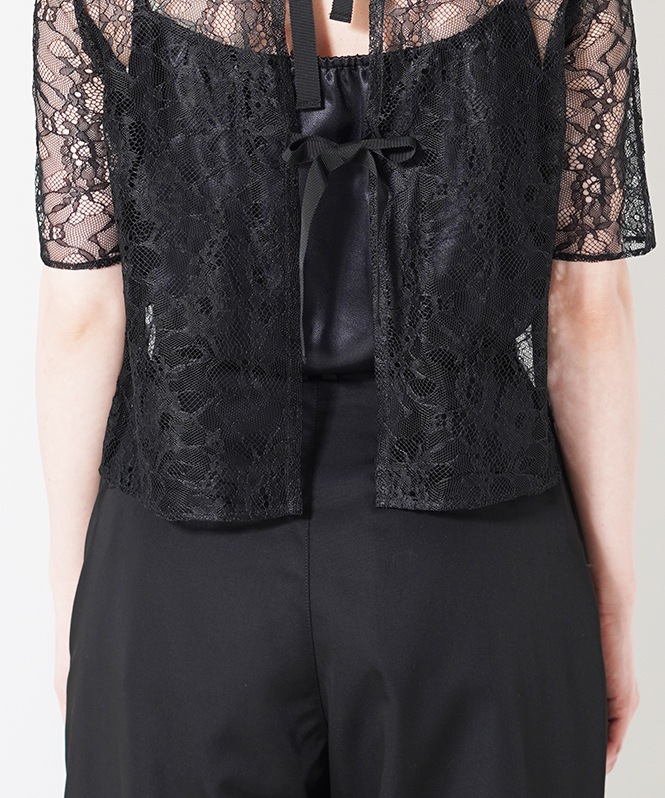 レーススタンドドットブラウス